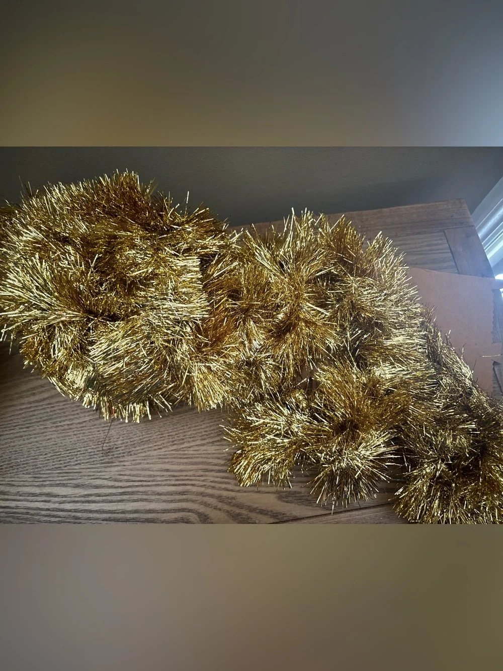 NOS Vintage Gold Tinsel Garland Christmas Decor 3 Pieces = 884”/73.5Feet
